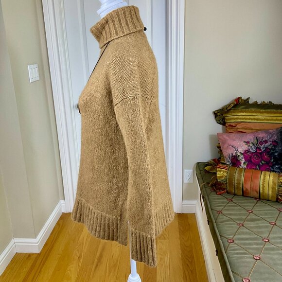 Everlane Sweater Turtleneck Wool Alpaca Pima Chunky Knit Camel Brown (S) - Picture 2 of 6